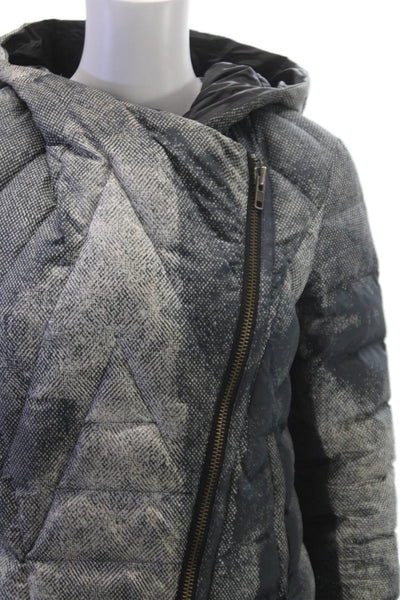 Helmut Womens Gray Puffer Jacket Zip Polyester Geometric Long Sleeve Size S
