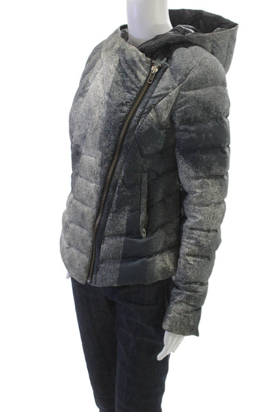 Helmut Womens Gray Puffer Jacket Zip Polyester Geometric Long Sleeve Size S