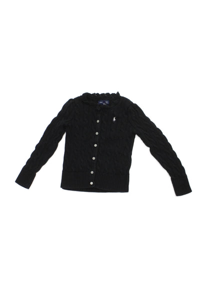 Ralph Lauren Blue Label Childrens Girls Cardigan Sweater Black Cotton Size 5