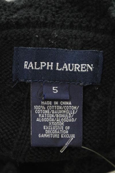Ralph Lauren Blue Label Childrens Girls Cardigan Sweater Black Cotton Size 5