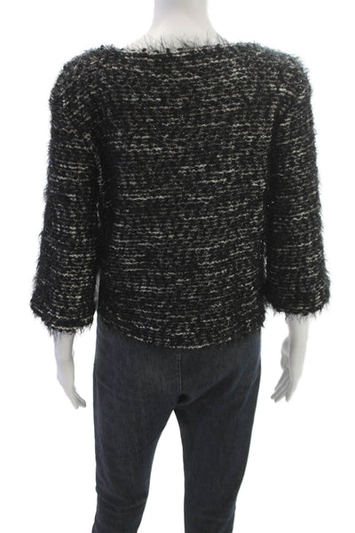 Vince Camuto Womens Pullover Black Multicolor Boatneck 3/4 Sleeve Size XS