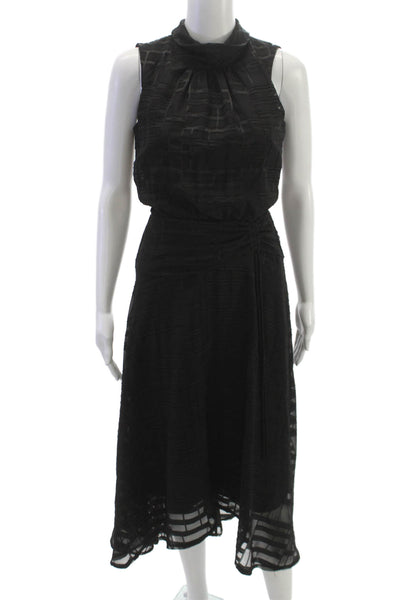 Karl Lagerfeld Womens A-Line Black Geometric Sleeveless High Neck Dress Size 2