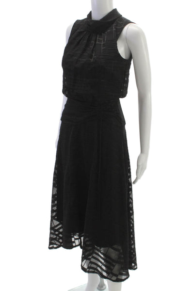 Karl Lagerfeld Womens A-Line Black Geometric Sleeveless High Neck Dress Size 2