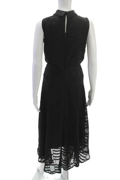 Karl Lagerfeld Womens A-Line Black Geometric Sleeveless High Neck Dress Size 2