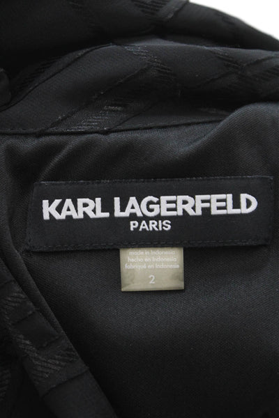 Karl Lagerfeld Womens A-Line Black Geometric Sleeveless High Neck Dress Size 2