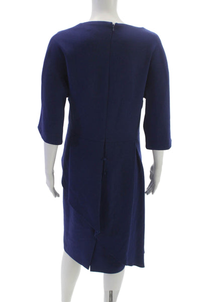 Rickie Freeman Teri Jon Women Sheath Dress Blue 3/4 Sleeve Boat Neck Size 18
