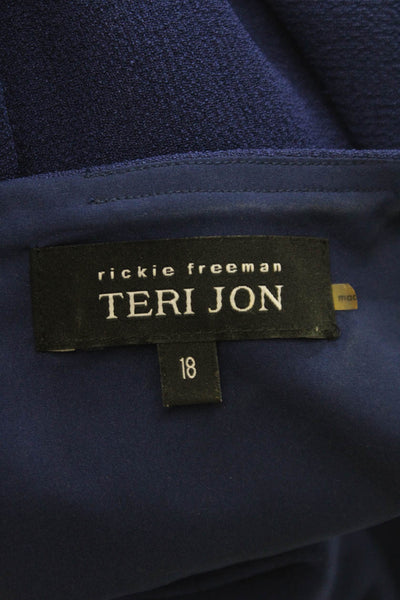 Rickie Freeman Teri Jon Women Sheath Dress Blue 3/4 Sleeve Boat Neck Size 18