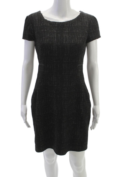 T Tahari Women Sheath Dress Black Short Sleeve Round Neck Size 6P