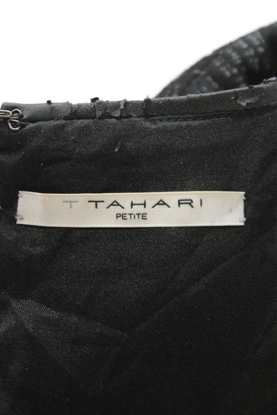 T Tahari Women Sheath Dress Black Short Sleeve Round Neck Size 6P