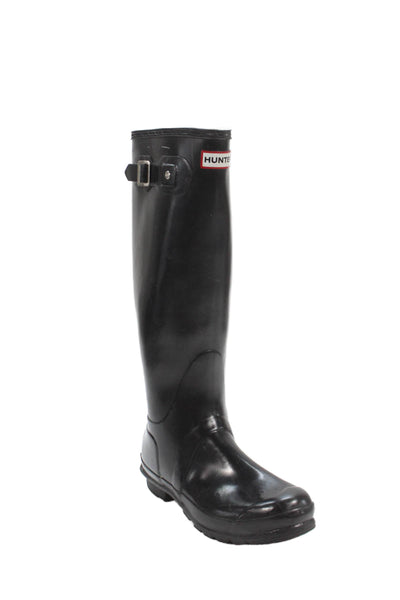 Hunter Womens Original Gloss Tall Knee High Rain Boots Black Size 7 Medium