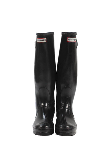 Hunter Womens Original Gloss Tall Knee High Rain Boots Black Size 7 Medium