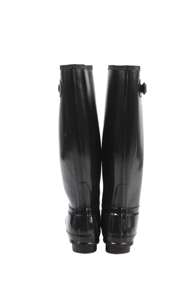 Hunter Womens Original Gloss Tall Knee High Rain Boots Black Size 7 Medium