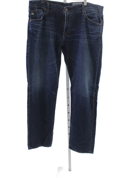 AG Adriano Goldschmied Mens Straight Jeans Blue Button Size 38