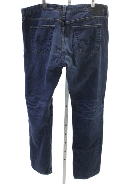 AG Adriano Goldschmied Mens Straight Jeans Blue Button Size 38