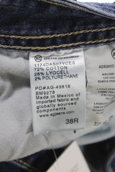 AG Adriano Goldschmied Mens Straight Jeans Blue Button Size 38