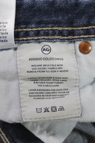 AG Adriano Goldschmied Mens Straight Jeans Blue Button Size 38