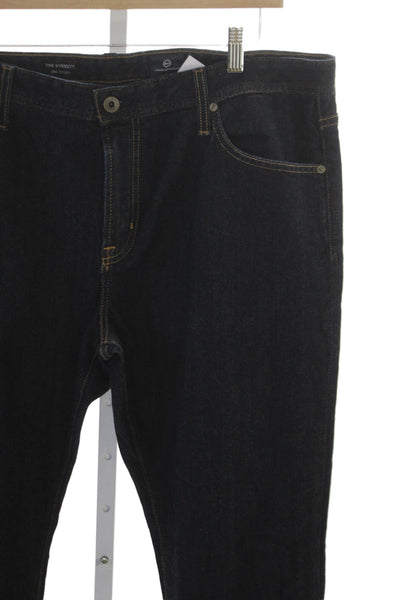 AG Adriano Goldschmied Mens Straight Jeans Blue Cotton Blend Size 38