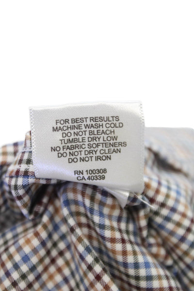 Peter Millar Mens Geometric Print Button Down Shirt Blue Size XL