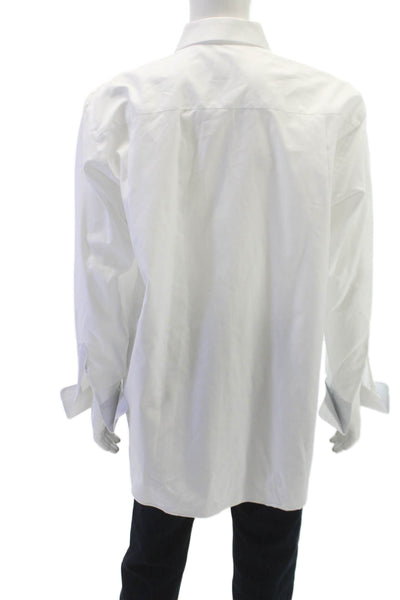 David Donahue Mens Classic Button Down Shirt White Size 35