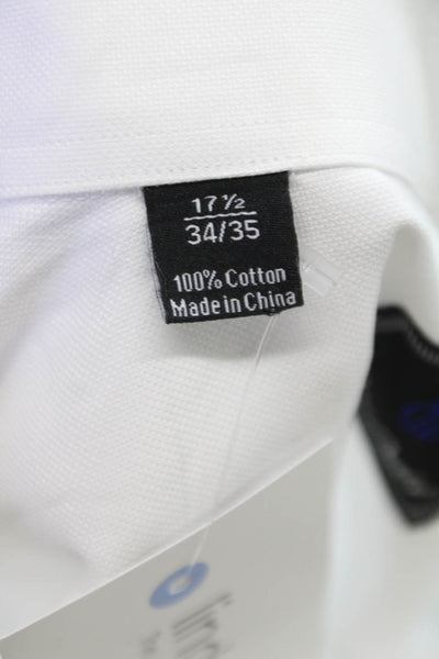 David Donahue Mens Classic Button Down Shirt White Size 35