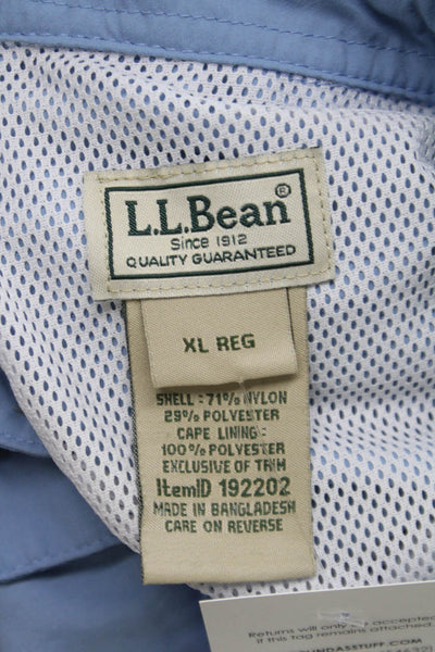 LL Bean Men Blue Nylon Button-Up Shirt Collared Long Sleeve Size XL