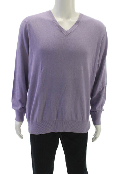 Banana Republic Mens Silk V Neck Pullover Sweater Purple Size XL