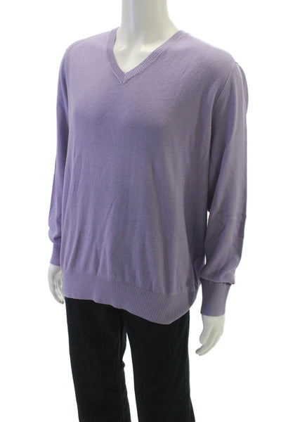 Banana Republic Mens Silk V Neck Pullover Sweater Purple Size XL