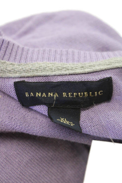 Banana Republic Mens Silk V Neck Pullover Sweater Purple Size XL