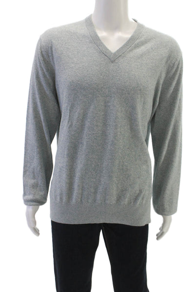Banana Republic Mens Pullover V-Neck Cotton Cashmere Gray Size XL