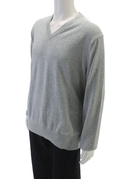 Banana Republic Mens Pullover V-Neck Cotton Cashmere Gray Size XL