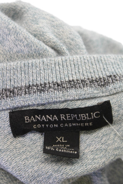 Banana Republic Mens Pullover V-Neck Cotton Cashmere Gray Size XL