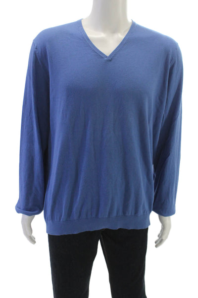 Banana Republic Men V-Neck Pullover Sweater Blue Long Sleeve Size XL