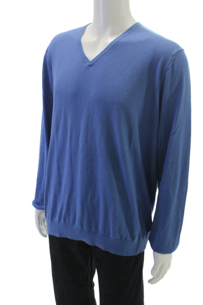 Banana Republic Men V-Neck Pullover Sweater Blue Long Sleeve Size XL