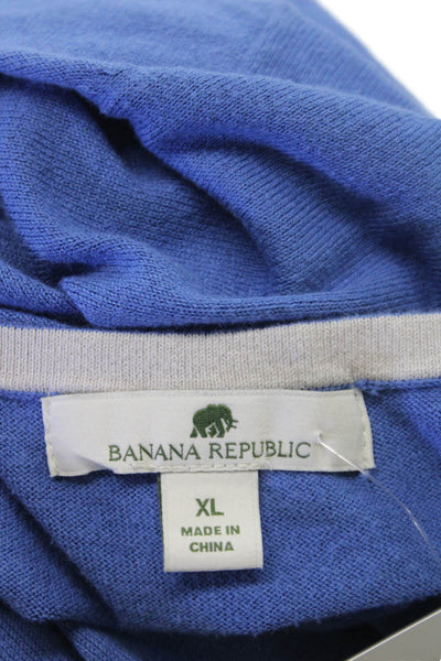 Banana Republic Men V-Neck Pullover Sweater Blue Long Sleeve Size XL