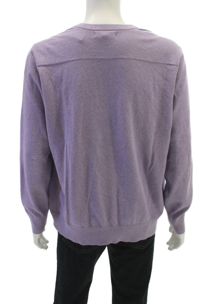 Banana Republic Mens Purple V-Neck Cotton Cashmere Pullover Size XL