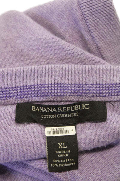Banana Republic Mens Purple V-Neck Cotton Cashmere Pullover Size XL