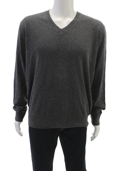 Banana Republic Men's Gray Silk Linen V-Neck Sweater Long Sleeve Size XL