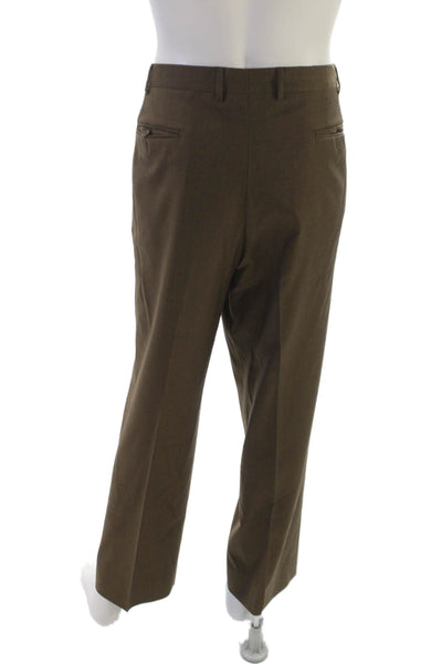 Santorelli Mens Brown Virgin Wool Dress Pants Button Inseam 30 Size 42