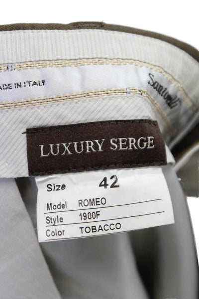 Santorelli Mens Brown Virgin Wool Dress Pants Button Inseam 30 Size 42