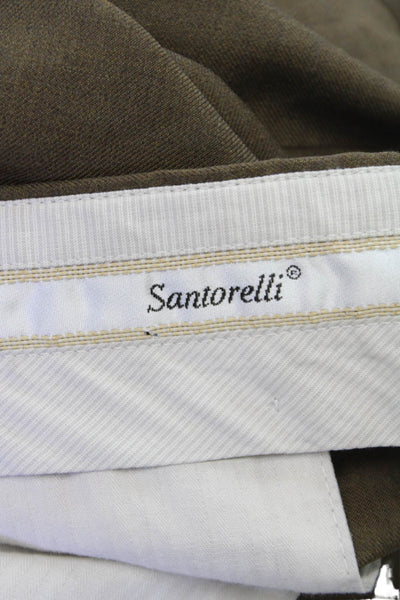 Santorelli Mens Brown Virgin Wool Dress Pants Button Inseam 30 Size 42