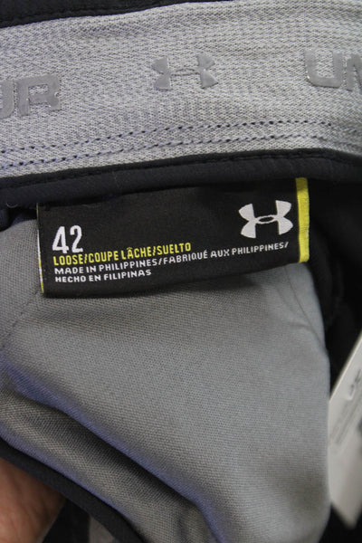 Under Armour Mens Athletic Black Polyester Button Shorts Size 42