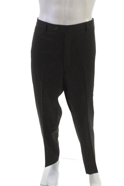 JB Britches Mens Dress Pants Dark Brown Worsted Wool Button Size 42