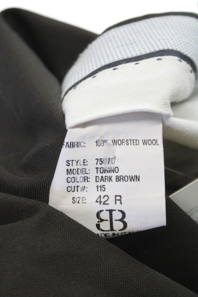 JB Britches Mens Dress Pants Dark Brown Worsted Wool Button Size 42