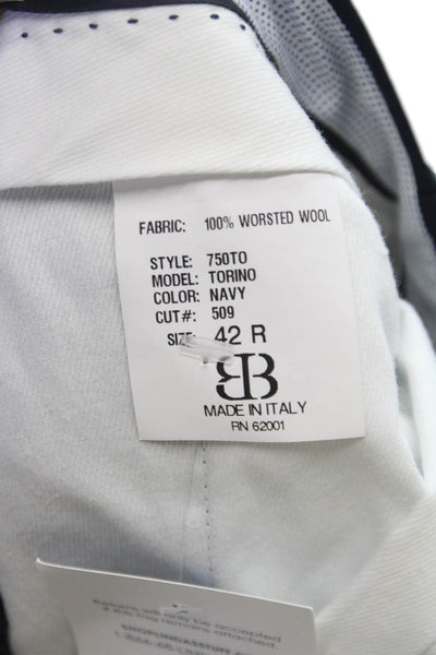 JB Britches Mens Dress Pants Blue Wool Solid Size 42