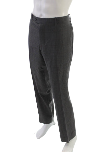 JB Britches Mens Dress Pants Gray Worsted Wool Button Inseam 30 Size 42