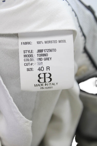 JB Britches Mens Dress Pants Gray Worsted Wool Button Inseam 30 Size 42