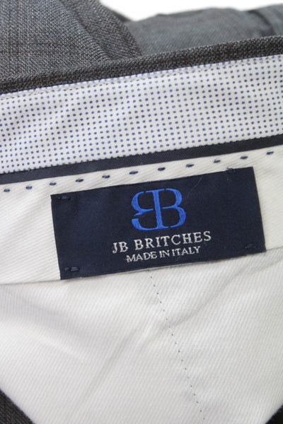 JB Britches Mens Dress Pants Gray Worsted Wool Button Inseam 30 Size 42