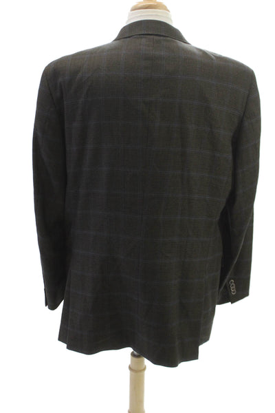 Peter Millar Mens Brown Plaid Blazer Button Size 46