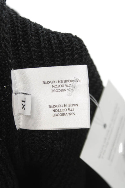 Proenza Schouler White Label Women Black V-Neck Long Sleeve Pullover Size XL