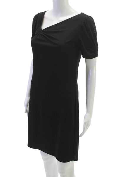 Max Azria Women Shift V-Neck Black Knee Length Polyester Dress Size XS